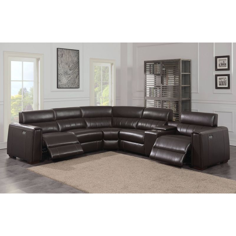 6pc Nara Dual Power Leather Reclining Sectional Sofas Espresso - Steve Silver Co., 4 of 12
