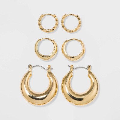 Trio Hoop Earring Set 3pc - Wild Fable&#8482;  Gold