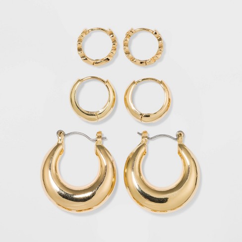 Gold Hoop Earrings Set