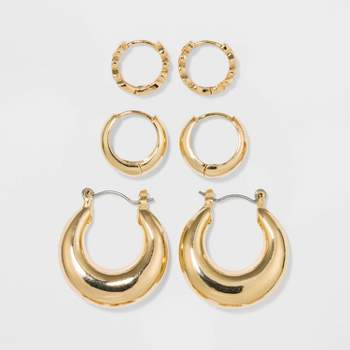 Trio Hoop Earring Set 3pc - Wild Fable™  Gold