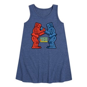 - Rock 'Em Sock 'Em Robots - Rock 'Em Robots Graphic Sleeveless Aline Dress - 1 of 4
