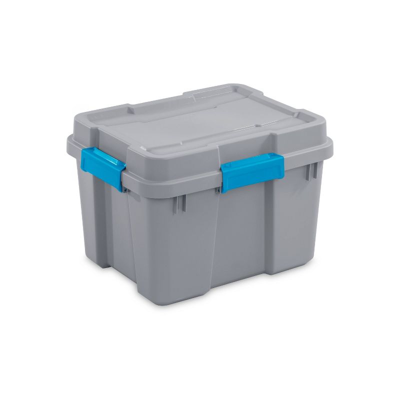 Sterilite 20gal Gasket Tote Gray with Blue Latches, 3 of 9