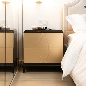 JTH LUXE Verona 23" Wide Contemporary Glam Storage Side Table, Espresso Black & Soft Gold Birchwood & Veneer - 1 of 4