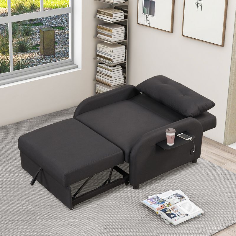 3 in 1 Pull Out Sleeper Sofa with 2 Wing Table and USB Charge-ModernLuxe, 3 of 15