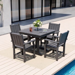 Pamapic 5-Piece HDPE Plastic Patio Outdoor Dining Set with Arm Chairs - 1 of 4