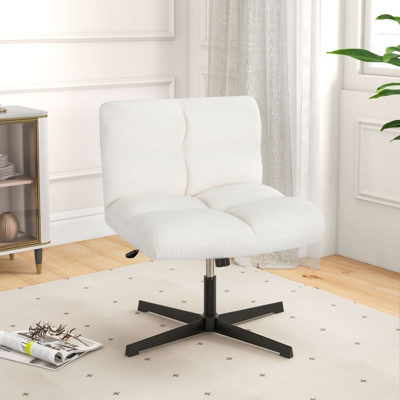 Costway Armless Office Desk Chair Modern Swivel Vanity Chair with Adjustable Height Grey/Brown/Beige, 2 of 11