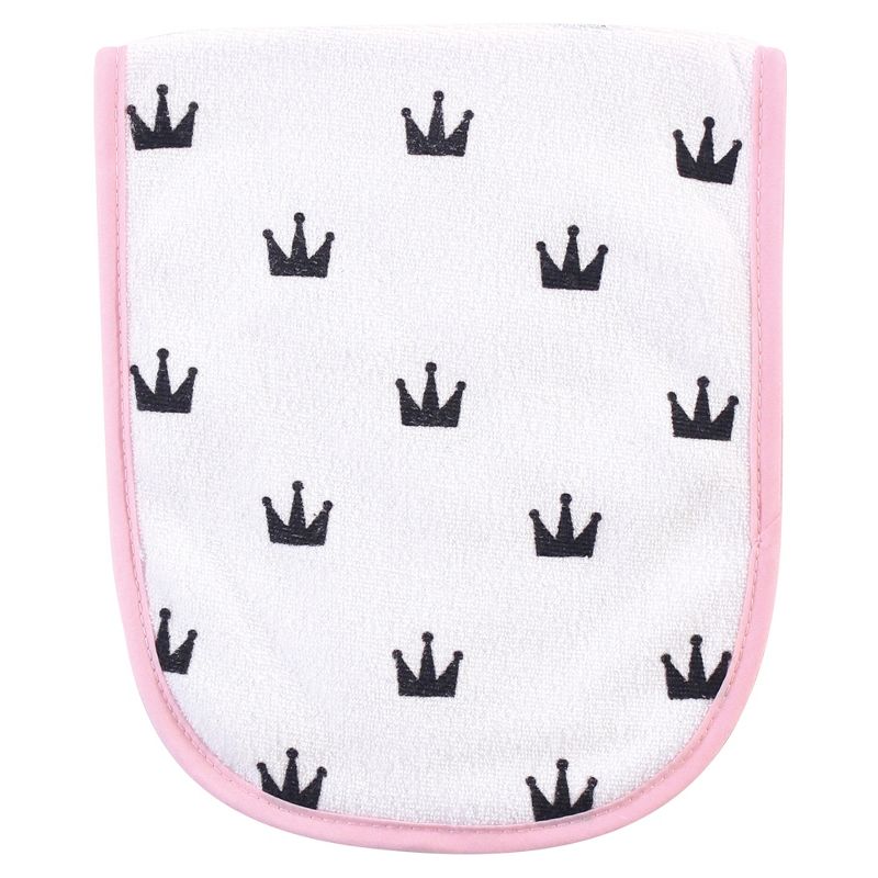 Hudson Baby Infant Girl Cotton Terry Bib and Burp Cloth Set 5pk, Dinner Date, One Size, 6 of 8