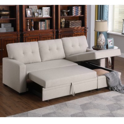 TIRAMISUBEST Linen Upholstered Sectional Sofa with Storage Chaise – Modern Gray Tufted Design for Compact to Medium Spaces-6 Color