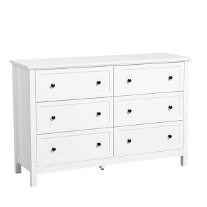 VEVOR 6 Drawer Dresser, Wooden Chest of Drawers with Sliding and Anti-tip Device, Retro Minimalist Dresser Chest, Closet Storage TV Stand, White - 1 of 4