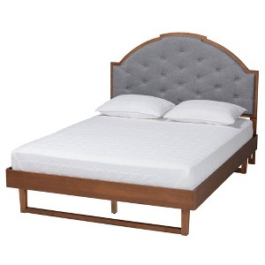 Baxton Studio King Douglas Fabric and Wood Platform Bed Gray/Walnut Brown - 1 of 4