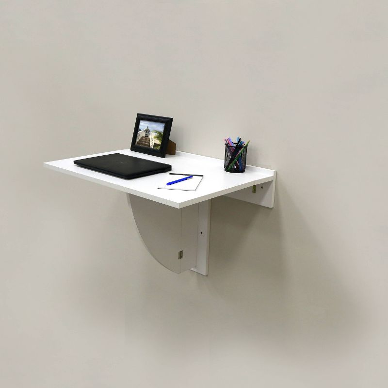 30&#34; x 21.5&#34; Wall Mounted Folding Table and Computer Desk White - InPlace, 2 of 7