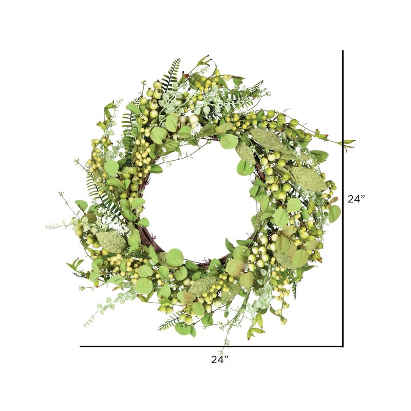 Vickerman 24" Artificial Green Fern Berry Eucalyptus Wreath., 2 of 8