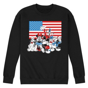 Men's - Disney - Mickey And Friends Flag Graphic Fleece Sweatshirt - 1 of 4