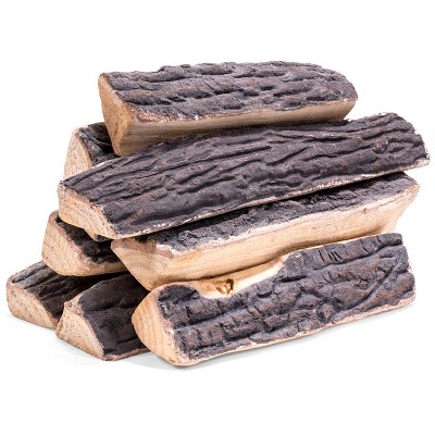 Barton 8-Pieces Ceramic Log Stack Wood Fireplace Log Gas Realistic Logs Set Fireplace
