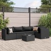 vidaXL 6-Piece Patio Lounge Set with Cushions, Black Poly Rattan - Outdoor Sofa Sectionals, Coffee Table, Modular Design for Garden, Terrace, Deck - 2 of 4