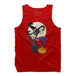 Men's Design By Humans Bewitching Black Halloween Kitty Cat By LittleBunnySunshine Tank Top - 1 of 3