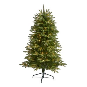 5ft. Snowed Grand Artificial Christmas Tree with 150 Clear Lights and 462 Branches – Charming X-Mas Cornerpiece - 1 of 4