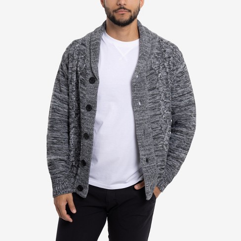 X Ray Men s Shawl Collar Cable Knit Cardigan In Charcoal Grey Size Medium Target