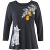 Collections Etc Kitten Eyeing Ornaments Sequin Detailed Top - 2 of 4