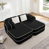 77.2" Teddy Velvet Double Chaise Sectional Sleeper Sofa, Boneless 32D High-Density Foam, Fluffy Comfy Couch with Curved Armrests, No Assembly - 2 of 4