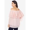 Roaman's Women's Plus Size Flounce Off-The-Shoulder Top - 28 W, Ivory - 3 of 4