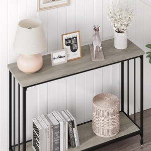 41.3" Entryway Table, Narrow Sofa Table with 2-Tier Storage Shelves & Black Metal Frame, Display Stand and Organizer Hallway Bedroom - 1 of 4