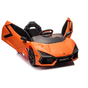 Orange 12V Ride On Car for Kids, Electric Vehicle, Car Toy for Boys & Girls, with Bluetooth, USB, Music, Remote Control, Headlight - 1 of 4