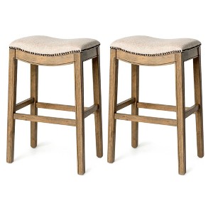 Maven Lane Adrien Upholstered Backless Saddle Kitchen Stool, Set of 2 - 1 of 4