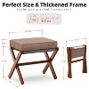 Bamboo folding footstool with bamboo X-legs and seat cushion, suitable for bedroom and living room use - 3 of 4
