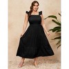 Coolmee Women's Summer Flying Sleeves Maxi Dress Square Neck Smocked Tiered Ruffle A Line Long Flowy Beach Dresses - 4 of 4