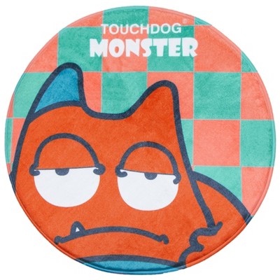 Touchdog Cartoon Sleepy Monster Rounded Cat and Dog Mat, Orange