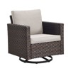 POCASSY 1 Piece Outdoor Swivel Rocker, Brown Wicker All Weather Swivel Gliding Patio Chair with Deep Seat High Back for Porch Balcony Deck - 3 of 4