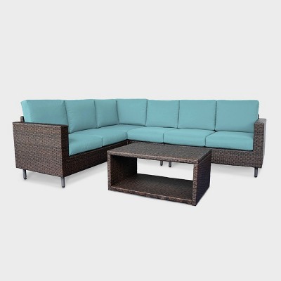 Draper 5pc Sectional - Blue- Leisure Made