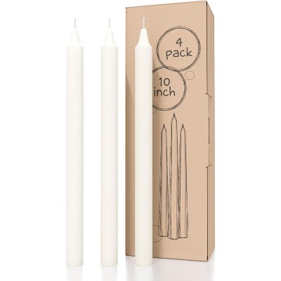 Taper Candles - Pack of 4, 10 inch, Unscented, Dinner & Table Candles - Slow Burning, Dripless & Smokeless