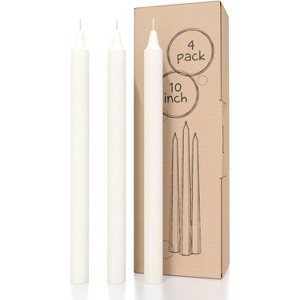Taper Candles - Pack of 4, 10 inch, Unscented, Dinner & Table Candles - Slow Burning, Dripless & Smokeless - 1 of 4