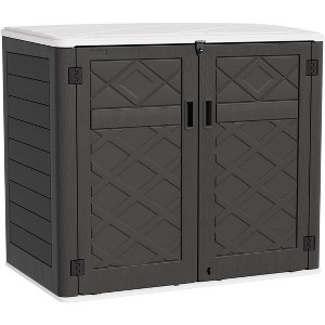 Large 48 Cu. Ft. Outdoor Storage Shed - Heavy-Duty Weather-Resistant Resin Tool Shed in Black for Lawn Mowers, Garbage Cans & Garden Tools - Black - 1 of 4
