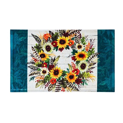 Evergreen Flag Give Thanks Wreath Embossed Floor Mat