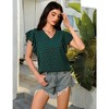 Women Tops for Summer Fashion Trendy Cap Sleeve V Neck Swiss Dot Chiffon Blouse Flowy Loose Fitting Teen T-Shirt - 2 of 4