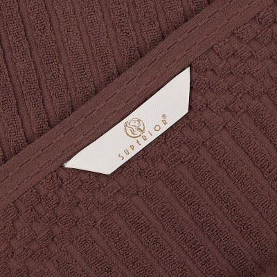 Java Brown Ribbed Cotton Heavyweight Bath Towel Set of 2