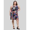24seven Comfort Apparel Plus Size Knee Length Black Paisley Print Sleeveless Keyhole Dress - 2 of 4