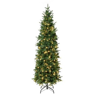 National Tree Company First Traditions Pre-Lit LED Slim Duxbury Artificial Christmas Tree Warm White Lights - 1 of 3