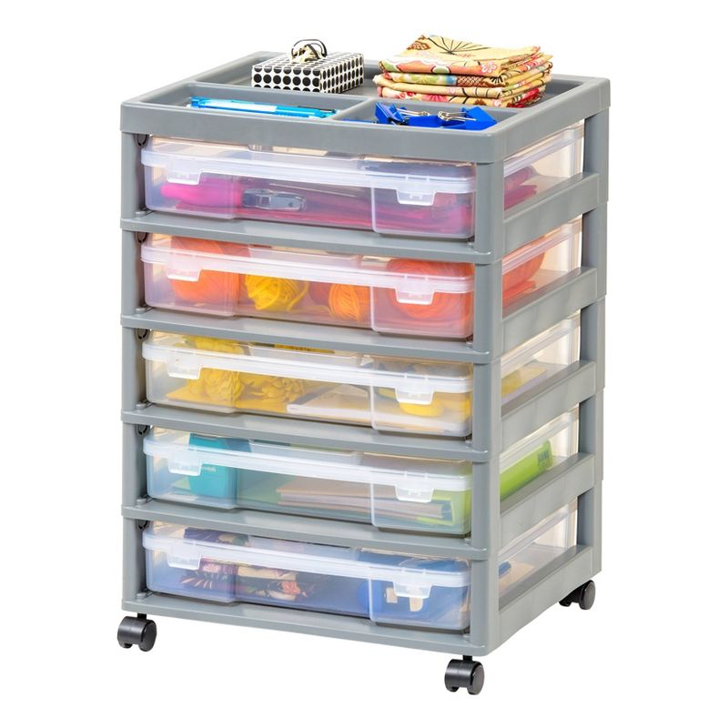 IRIS 5 Drawer Rolling Storage Cart with Project Cases Gray, 2 of 8