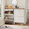 KTMBDW Shoe Cabinet with 2 Flip Drawers and 1 Drawer, Hidden Wood Shoe Cabinet, Freestanding Shoe Storage Cabinet for Entryway, Hallway, Living Room - 4 of 4