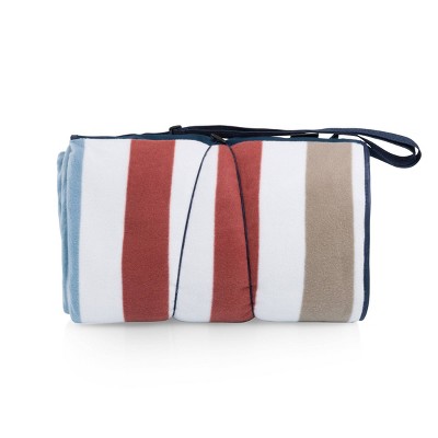 Extra Large Coastal Stripe Fleece Outdoor Picnic Blanket
