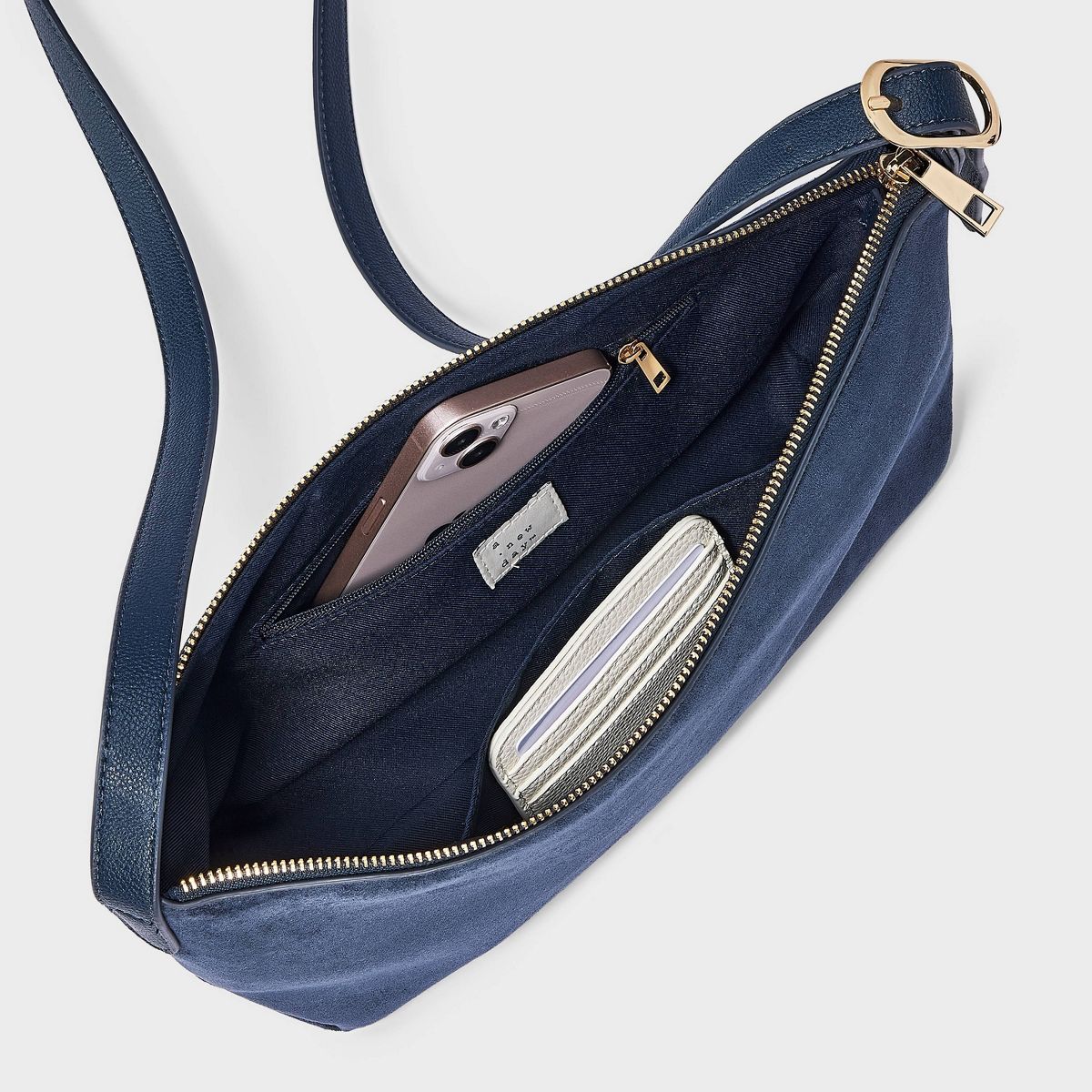 Faux Suede Slouchy Elongated Buckle Strap Crossbody Bag - A New Day™ - thumbnail 9