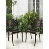 23.5"Cast Aluminum Patio Chairs Set of 2 Dining Chairs with Armrests Diamond Pattern - 2 of 4