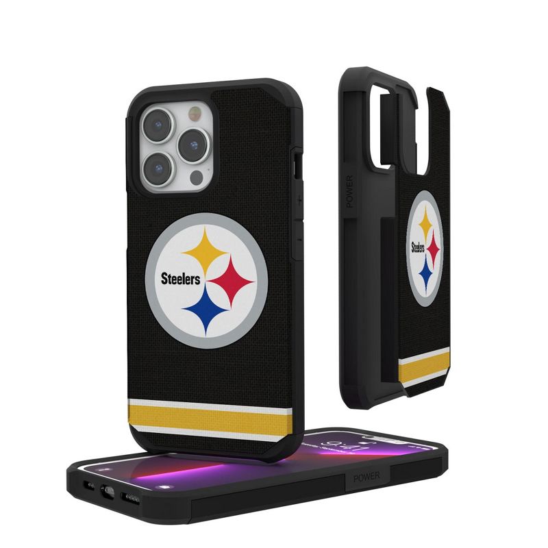 Keyscaper Pittsburgh Steelers Stripe Rugged Phone Case, 1 of 2