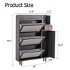 Vynxaria Modern Minimalist Japanese Rattan Shoe Cabinet, Gray Wood Grain, Compact Design - 4 of 4
