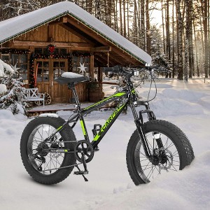 20" Kids/Teen Mountain Bike, High Carbon Steel, Disc Brakes, Wide Tires, Front Suspension, 7-Speed, Snow/Off-Road Ready - 1 of 4