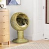 PawHut Hooded Elevated Cat Bed Rattan Kitten Condo Round with Cushion - 2 of 4